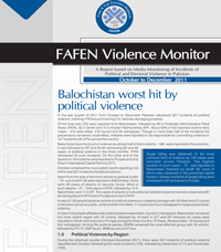 FAFEN Violence Monitor: Balochistan Worst Hit by Political Violence (October – December, 2011)