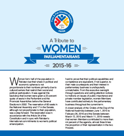 A Tribute to Women Parliamentarians 2015 -16
